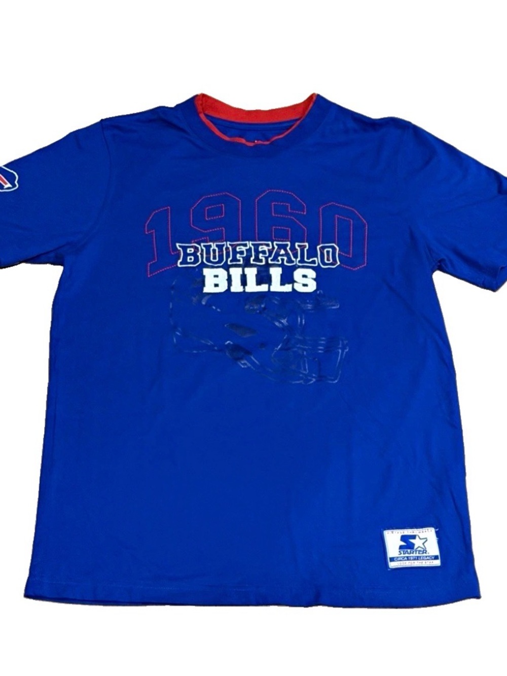 STARTER Buffalo Bills Royal Blue Short Sleeve Tee with Red Trim